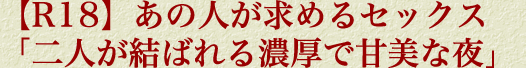 【R18】あの人が求めるセックス「二人が結ばれる濃厚で甘美な夜」